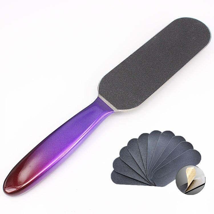 1Pcs Double Sided Pedicure Foot File Sanding Paper Rasp Callus Dead Skin Remover Plastic Handle Foot Care 10 pcs Sand Paper