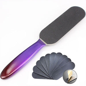 1Pcs Double Sided Pedicure Foot File Sanding Paper Rasp Callus Dead Skin Remover Plastic Handle Foot Care 10 pcs Sand Paper