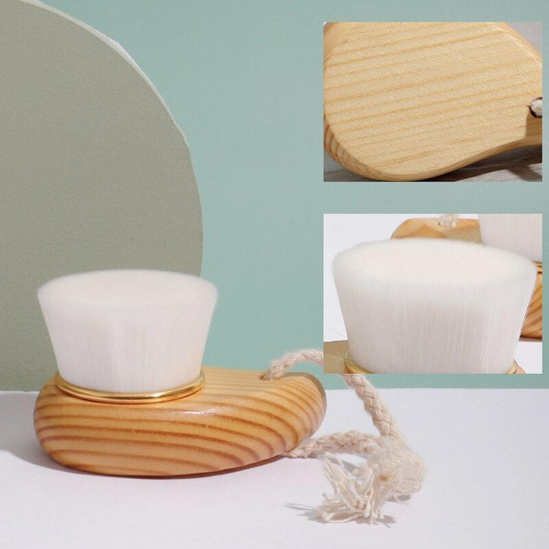 1Pcs Facial Cleansing Brush Wooden Handle Cleanser Deep Clean Pore Exfoliator Face Scrub Facial Washing Brush Cleaning Tool