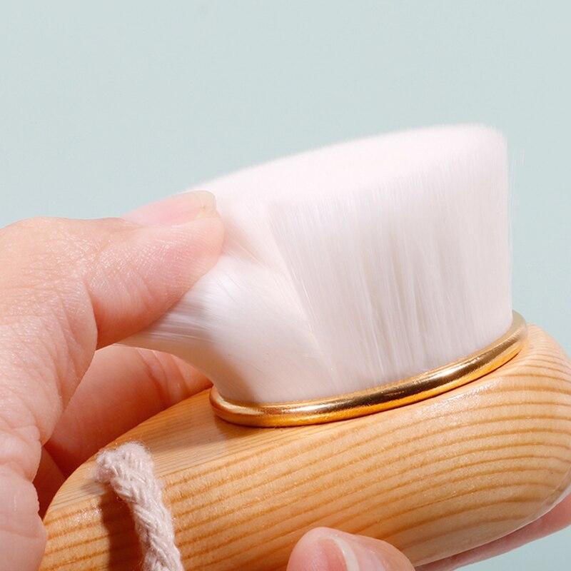 1Pcs Facial Cleansing Brush Wooden Handle Cleanser Deep Clean Pore Exfoliator Face Scrub Facial Washing Brush Cleaning Tool