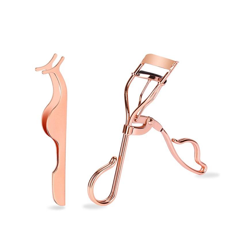 2Pcs/Set  2 in 1 Eyelash Curler Eyelash Tweezers Natural Curling Lashes Accessories Beauty Makeup Tools Set