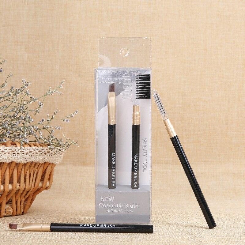 2Pcs/Set Portable Bevel Eyebrow Brush Eyebrow Powder Makeup Brush Cosmetic Beauty Designer Makeup Tools Set Accessories