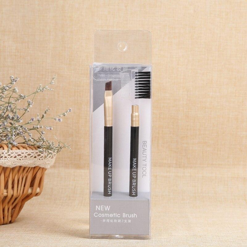 2Pcs/Set Portable Bevel Eyebrow Brush Eyebrow Powder Makeup Brush Cosmetic Beauty Designer Makeup Tools Set Accessories