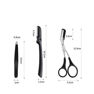 3Pcs/Set Professional Eyebrow Trimming Tool Set Stainless Steel Eyebrow Tweezer Scissors Cosmetic Makeup Set