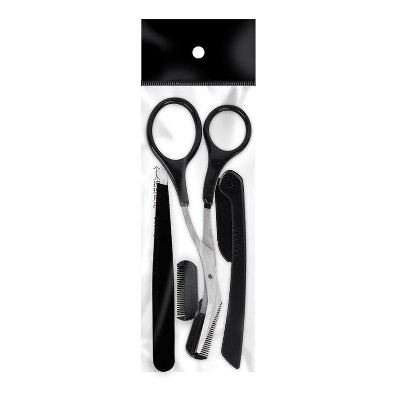 3Pcs/Set Professional Eyebrow Trimming Tool Set Stainless Steel Eyebrow Tweezer Scissors Cosmetic Makeup Set