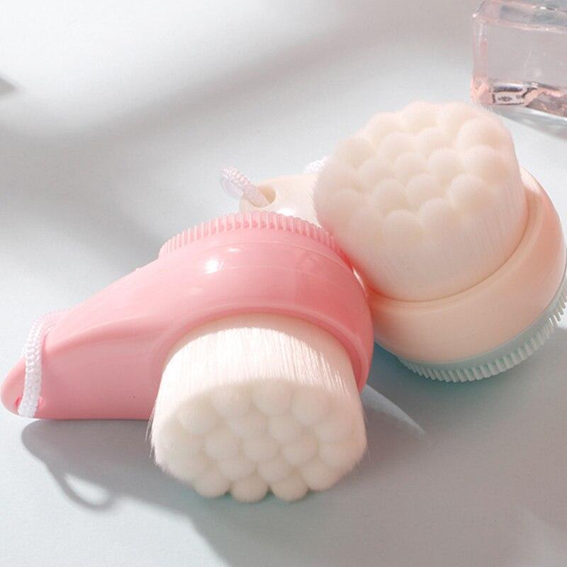 Double Side Silicone Face Washing Brush Facial Cleanser Portable 3D Face Cleaning Vibration Massage Skin Care Tool