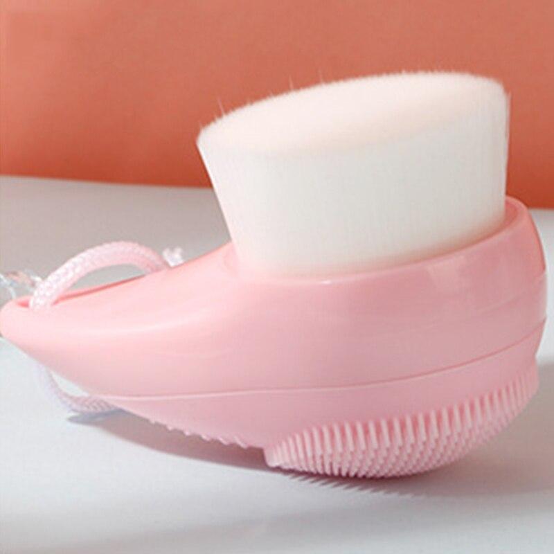 Double Side Silicone Face Washing Brush Facial Cleanser Portable 3D Face Cleaning Vibration Massage Skin Care Tool