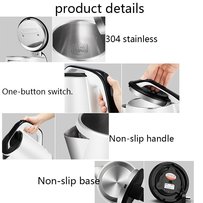 Electric Kettle Cordless Water Pot 1500W-2000W Stainless Steel Heating Electric Water Boiler Water Heater kitchen appliances